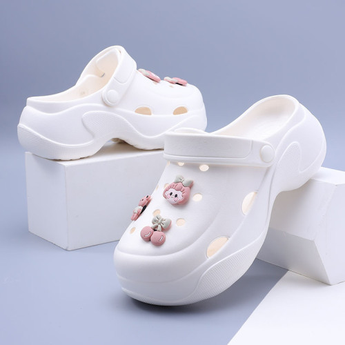 春夏新品時尚簡約女款洞洞鞋+可DIY鞋花配件厚底兩穿包頭雲朵鞋 春夏新品時尚簡約女款洞洞鞋+可DIY鞋花配件厚底兩穿包頭雲朵鞋