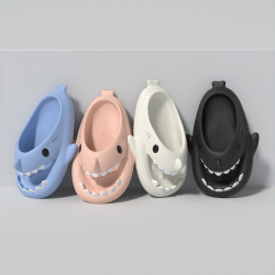 鯊魚人字拖男士夏外穿2024新款EVA厚底夾角涼拖海邊沙灘防滑拖鞋