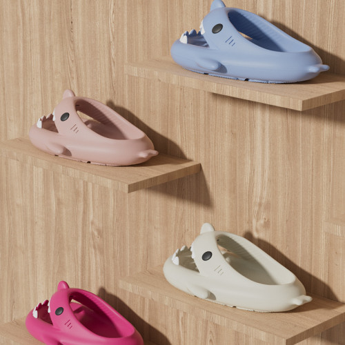 鯊魚人字拖男士夏外穿2024新款EVA厚底夾角涼拖海邊沙灘防滑拖鞋