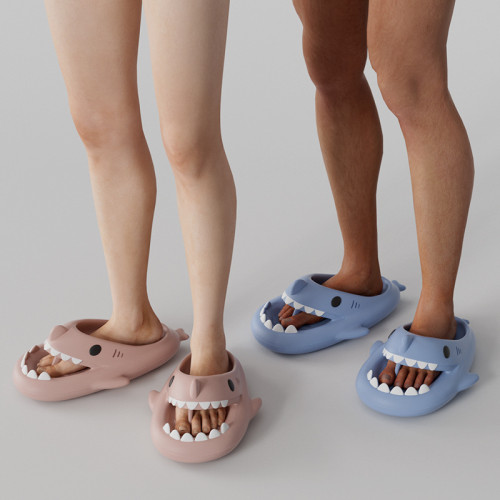 鯊魚人字拖男士夏外穿2024新款EVA厚底夾角涼拖海邊沙灘防滑拖鞋