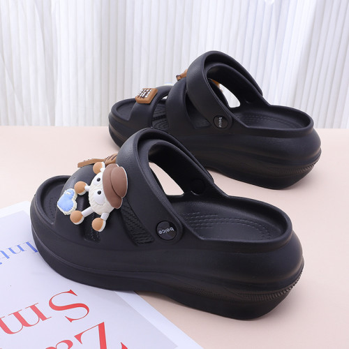 夏季新款卡通小煤球涼拖鞋女網紅居家室內家用厚底踩屎感拖鞋