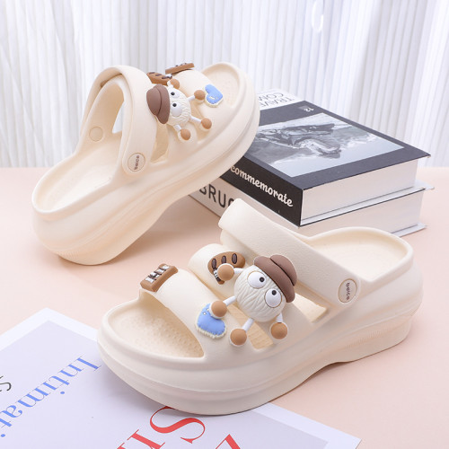 夏季新款卡通小煤球涼拖鞋女網紅居家室內家用厚底踩屎感拖鞋