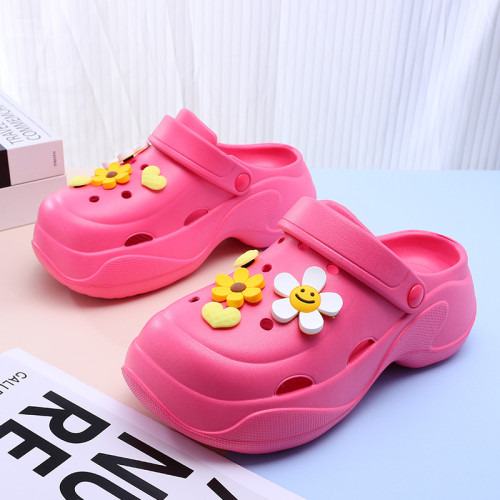 新款黃色太陽花洞洞鞋女鞋花笑臉花可愛卡通鞋可拆卸diy沙灘涼拖 新款黃色太陽花洞洞鞋女鞋花笑臉花可愛卡通鞋可拆卸diy沙灘涼拖
