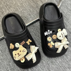 方頭洞洞鞋夏季透氣防滑eva包頭拖鞋外穿女厚底踩屎感沙灘涼拖鞋