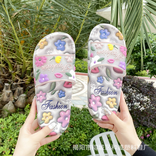 新款卡通花朵拖鞋女夏季室內家居防滑平底軟底一字拖外穿涼拖鞋女 新款卡通花朵拖鞋女夏季室內家居防滑平底軟底一字拖外穿涼拖鞋女