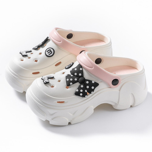 厚底洞洞鞋女士2024新款涼鞋夏季外穿增高沙灘防滑eva包頭涼拖鞋