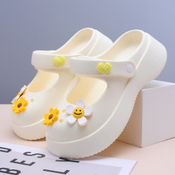 瑪麗珍洞洞鞋女款外穿涼鞋夏款2024新款防滑包頭厚底太陽花涼拖鞋