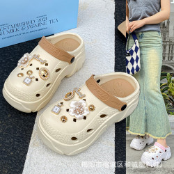 泡芙洞洞鞋女厚底增高沙灘鞋防滑軟底拖鞋雲朵EVA洞洞外穿涼鞋女