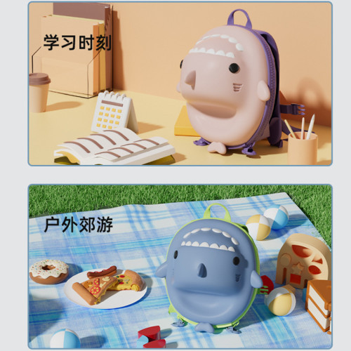 小鯊魚兒童書包男卡通防水輕便幼兒園雙肩包3-6年小學生女童護脊