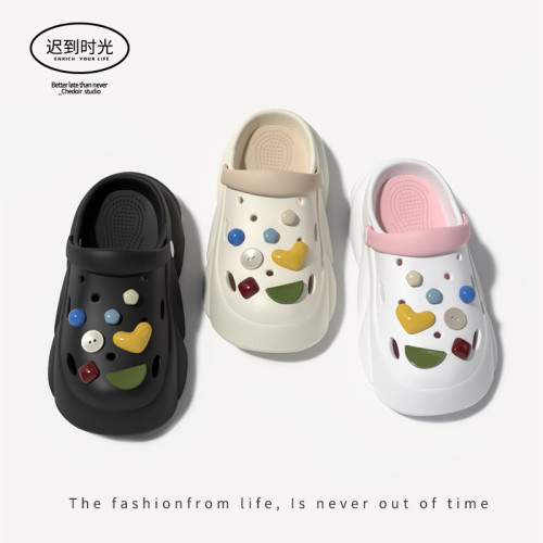 7cm厚底洞洞鞋夏季外穿軟底可愛女生雙色可拆卸鞋墊增高包頭涼鞋 7cm厚底洞洞鞋夏季外穿軟底可愛女生雙色可拆卸鞋墊增高包頭涼鞋