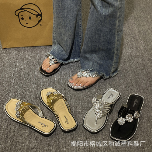 時尚潮厚底銀色人字拖女鞋2024夏季外穿夾趾拖鞋海邊涼拖女款鞋子 時尚潮厚底銀色人字拖女鞋2024夏季外穿夾趾拖鞋海邊涼拖女款鞋子