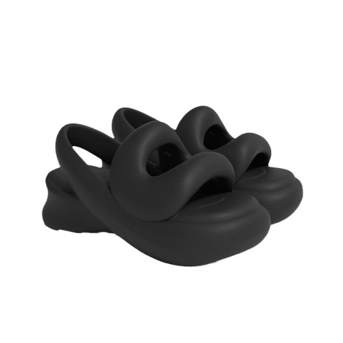 半糖涼鞋女夏季外穿厚底透氣涼鞋增高修腿時尚百搭軟底通勤沙灘鞋 半糖涼鞋女夏季外穿厚底透氣涼鞋增高修腿時尚百搭軟底通勤沙灘鞋