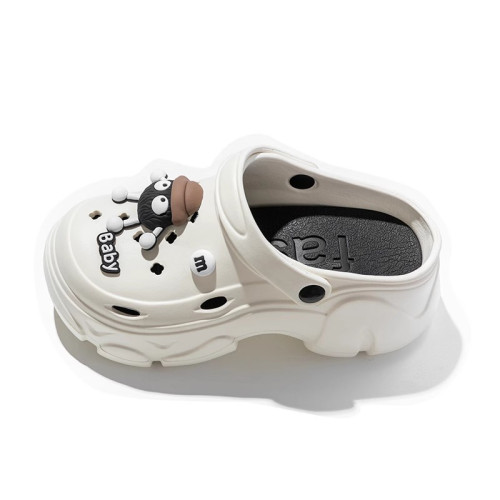 厚底洞洞鞋女款外穿夏季2024新款海邊沙灘防滑包頭增高涼拖鞋女士