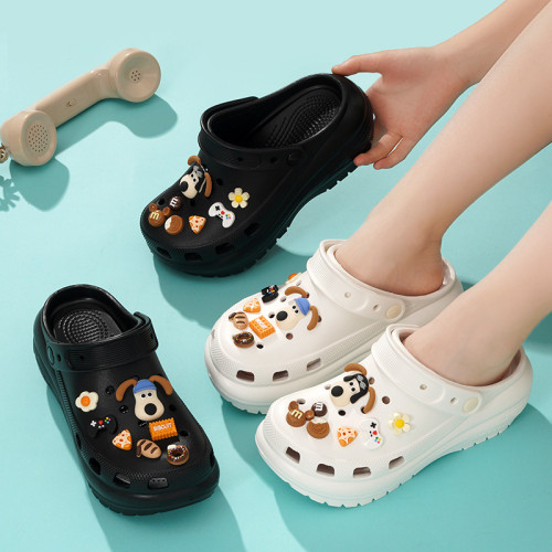 新版光輪洞洞鞋女夏季外穿踩屎感增高厚底拖鞋軟底防滑涼鞋沙灘鞋