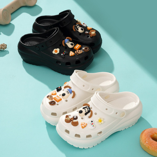 新版光輪洞洞鞋女夏季外穿踩屎感增高厚底拖鞋軟底防滑涼鞋沙灘鞋