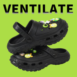 大碼時尚休閒男士涼拖踩屎感情侶款洞洞鞋純色沙灘鞋包頭涼拖