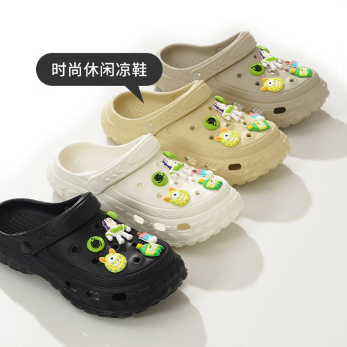 大碼時尚休閒男士涼拖踩屎感情侶款洞洞鞋純色沙灘鞋包頭涼拖 大碼時尚休閒男士涼拖踩屎感情侶款洞洞鞋純色沙灘鞋包頭涼拖