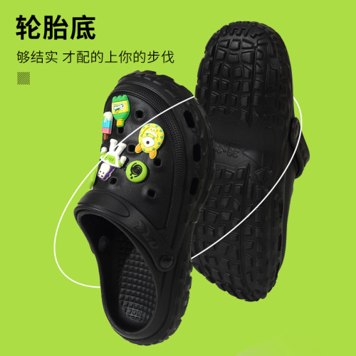 大碼時尚休閒男士涼拖踩屎感情侶款洞洞鞋純色沙灘鞋包頭涼拖 大碼時尚休閒男士涼拖踩屎感情侶款洞洞鞋純色沙灘鞋包頭涼拖