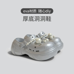 洞洞鞋增高鞋女夏季外穿2024新款防滑透氣涼拖鞋踩屎感沙灘拖鞋女