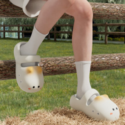 卡通貓咪拖鞋女夏季外穿ins風家居家厚底eva包頭防撞洞洞鞋女沙灘