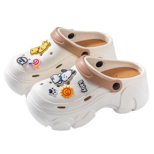 厚底洞洞鞋女夏季新款外穿海邊沙灘增高防滑松糕包頭涼鞋女款