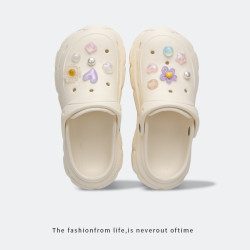 可愛洞洞鞋女夏季增高涼拖鞋防滑透氣少女心沙灘拖鞋女外穿可DIY
