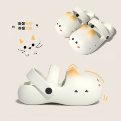 兒童貓咪洞洞鞋夏季男女中大童室內包頭透氣防滑輕便沙灘涼鞋外穿