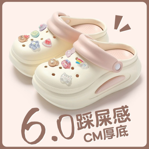 踩屎感洞洞鞋女夏季外穿2024新款厚底增高沙灘防滑防臭eva涼拖鞋