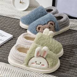 包跟棉拖鞋女秋冬季可愛居家用厚底毛絨保暖防滑室內情侶棉鞋男冬