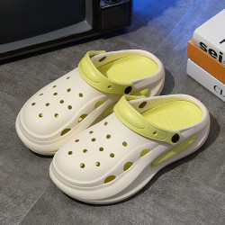 EVA新款洞洞鞋女款夏天顯高包頭涼拖外穿沙灘度假時尚厚底洞洞鞋