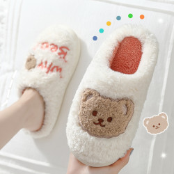 卡通情侶家居棉拖鞋女冬季室內保暖防滑可愛家用厚底毛絨拖鞋男冬
