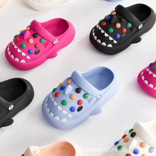 彩虹豆鯊魚洞洞鞋夏季女款EVA包頭拖鞋網紅爆款厚底涼拖 彩虹豆鯊魚洞洞鞋夏季女款EVA包頭拖鞋網紅爆款厚底涼拖