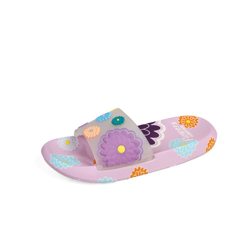 新款復古花朵拖鞋女夏季室內家居防滑平底軟底一字拖外穿涼拖鞋女