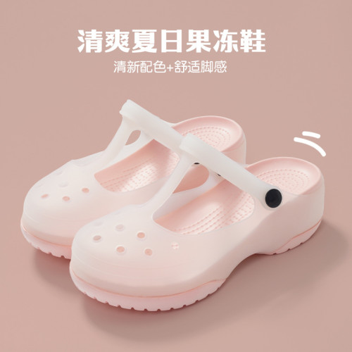 新款護士洞洞鞋女孕婦包頭涼鞋夏防滑厚底果凍沙灘鞋外穿軟底拖鞋 新款護士洞洞鞋女孕婦包頭涼鞋夏防滑厚底果凍沙灘鞋外穿軟底拖鞋