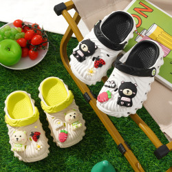 新款可愛卡通包頭軟底洞洞鞋男女中童eva輕便外穿百搭涼拖鞋