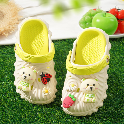 新款可愛卡通包頭軟底洞洞鞋男女中童eva輕便外穿百搭涼拖鞋