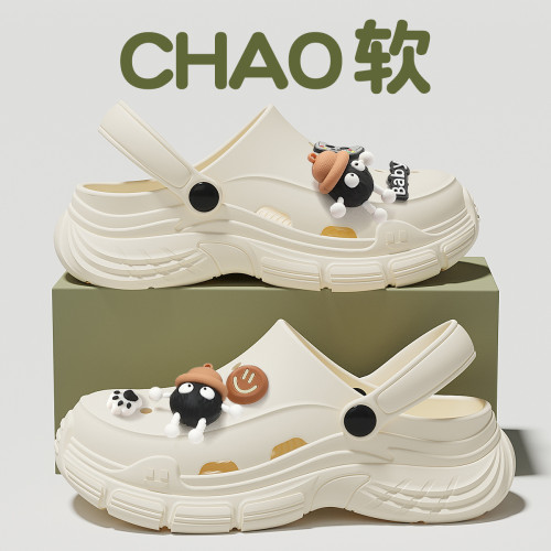 eva外穿洞洞鞋女款夏季2024新款厚底防滑家用沙灘涼鞋包頭拖鞋女