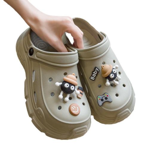 eva外穿洞洞鞋女款夏季2024新款厚底防滑家用沙灘涼鞋包頭拖鞋女