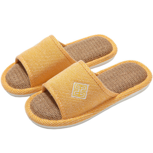 居家亞麻拖鞋男室內情侶防滑靜音四季半包拖鞋柔軟透氣涼拖女