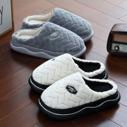 厚底棉拖鞋女秋冬季2024新款室內居家防滑情侶踩屎感毛絨拖鞋男士