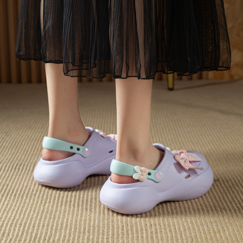 厚底洞洞鞋涼鞋2025夏季新款高跟松糕底ins潮外穿包頭拖鞋沙灘鞋