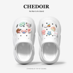 爆款女士夏季厚底增高洞洞鞋鞋墊可拆卸可愛卡通外穿軟底涼鞋