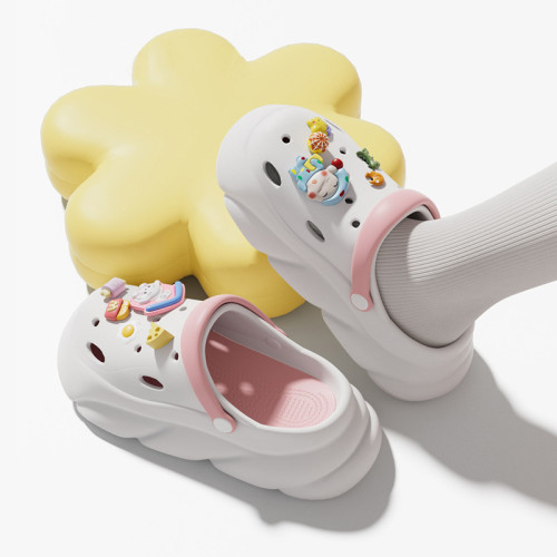 夏季新款女士洞洞鞋厚底增高可拆卸雙色外穿軟底可愛卡通沙灘涼鞋 夏季新款女士洞洞鞋厚底增高可拆卸雙色外穿軟底可愛卡通沙灘涼鞋