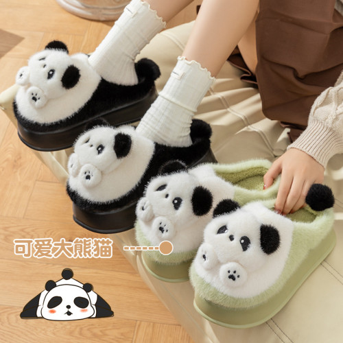 高跟厚底熊貓棉拖鞋女士秋冬季22024新款外穿毛絨保暖可愛棉拖女 高跟厚底熊貓棉拖鞋女士秋冬季22024新款外穿毛絨保暖可愛棉拖女