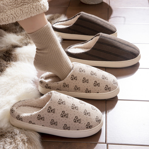 中老年人家用棉拖鞋男秋冬季室內家居保暖孕婦專用防滑厚底毛拖女