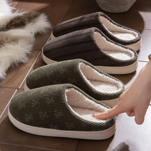 中老年人家用棉拖鞋男秋冬季室內家居保暖孕婦專用防滑厚底毛拖女