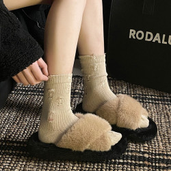 厚底毛毛拖鞋女外穿秋冬2024年新款交叉網紅爆款時尚居家ins棉拖