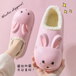 棉拖鞋女冬季外穿包跟防水室內家居防滑可愛中大女童厚底保暖棉鞋