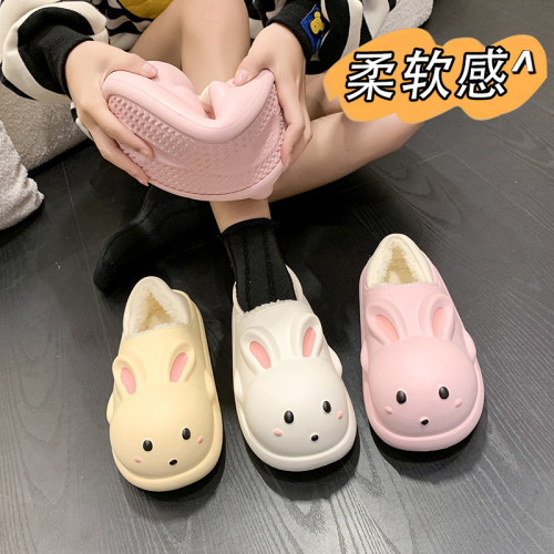 棉拖鞋女冬季外穿包跟防水室內家居防滑可愛中大女童厚底保暖棉鞋