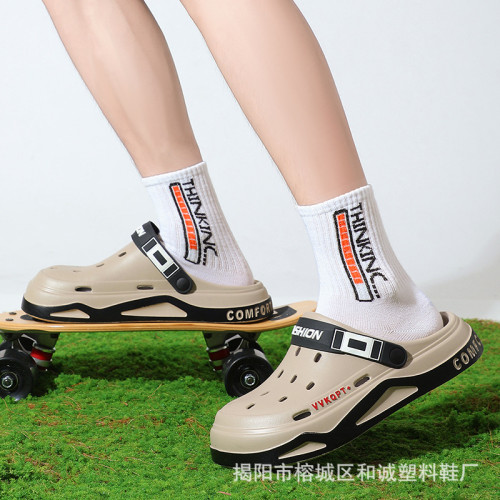 新款EVA厚底洞洞鞋男款夏季外穿踩屎感防滑軟底戶外沙灘拖鞋男 新款EVA厚底洞洞鞋男款夏季外穿踩屎感防滑軟底戶外沙灘拖鞋男